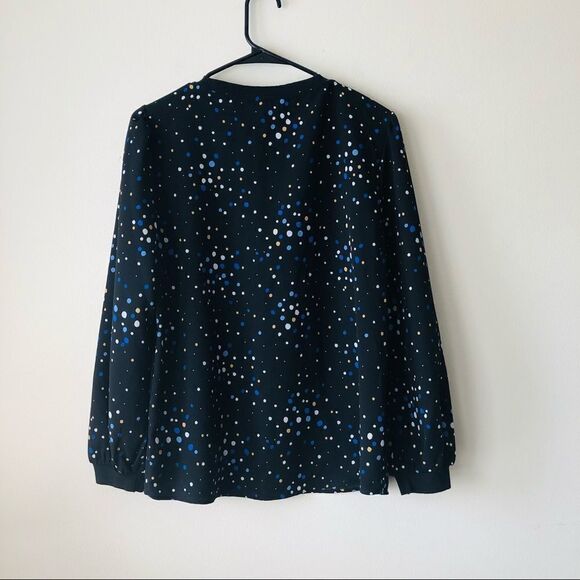 Popsugar Black & Blue Polka Dot Long Sleeve Shirt - Picture 4 of 5